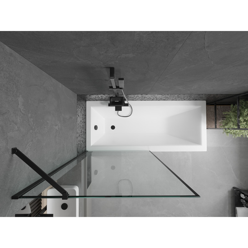 Mexen Next parawan nawannowy 1-skrzydłowy 90 x 150 cm, czarna ramka, czarny - 895-090-000-00-70-70