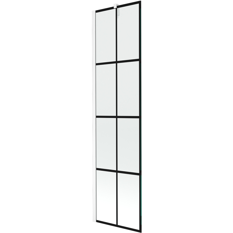Mexen Next parawan nawannowy 1-skrzydłowy 50 x 150 cm, czarna kratka, biały - 895-050-000-00-77-20
