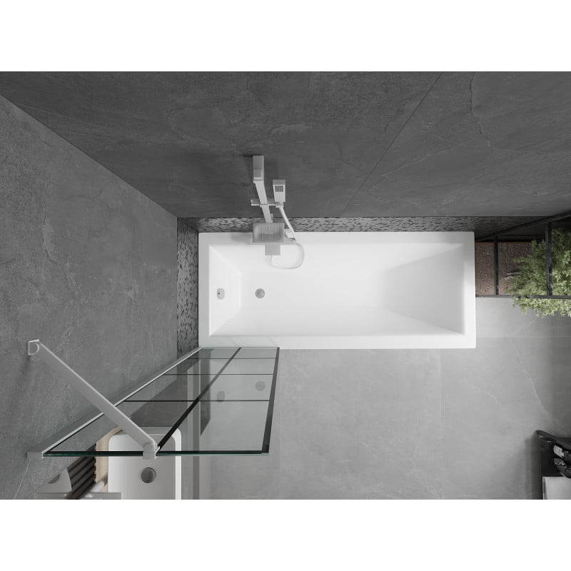 Mexen Next parawan nawannowy 1-skrzydłowy 50 x 150 cm, czarna kratka, biały - 895-050-000-00-77-20