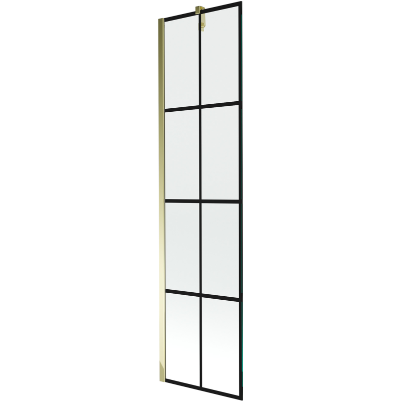 Mexen Next parawan nawannowy 1-skrzydłowy 50 x 150 cm, czarna kratka, złoty - 895-050-000-00-77-50