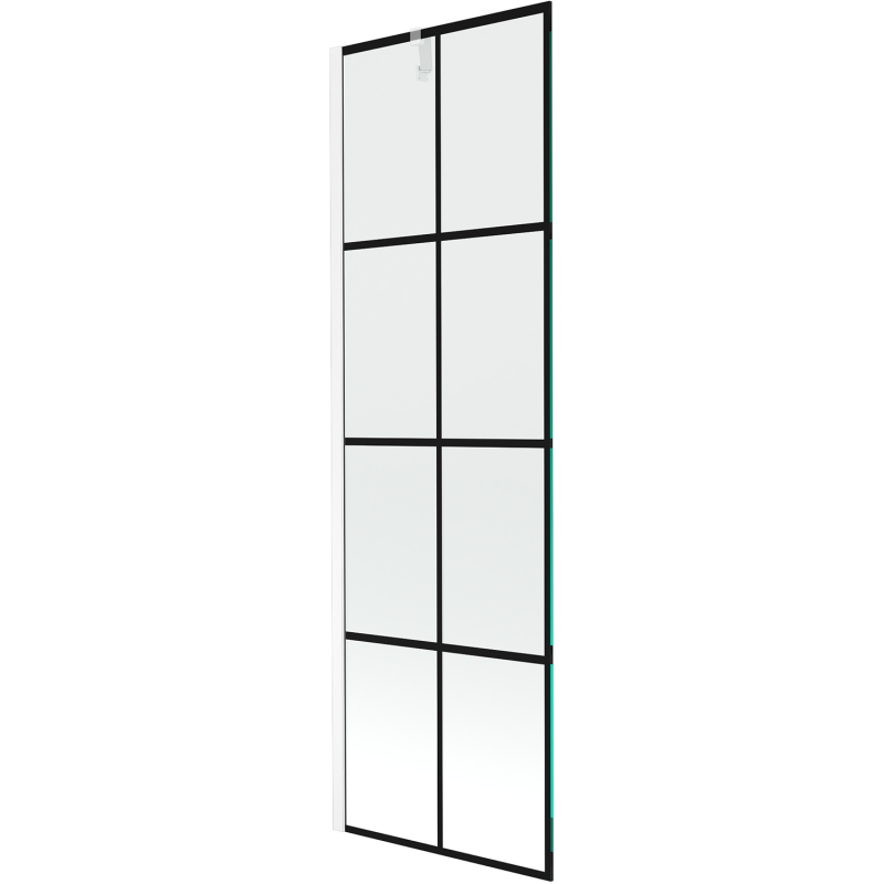 Mexen Next parawan nawannowy 1-skrzydłowy 60 x 150 cm, czarna kratka, biały - 895-060-000-00-77-20
