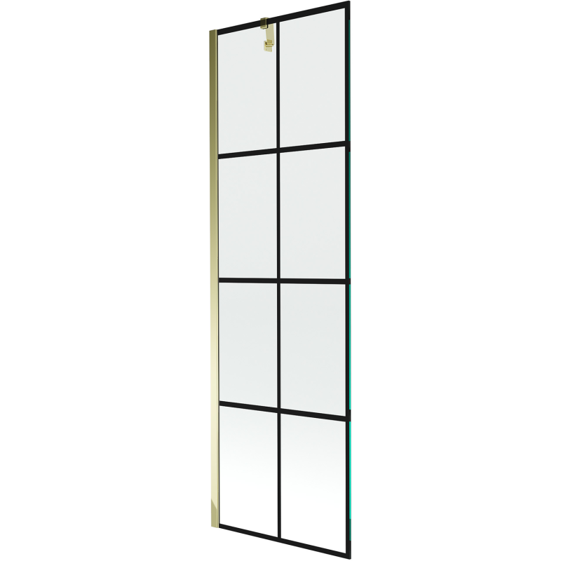 Mexen Next parawan nawannowy 1-skrzydłowy 60 x 150 cm, czarna kratka, złoty - 895-060-000-00-77-50