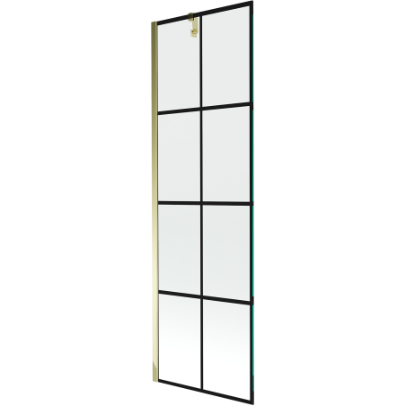 Mexen Next parawan nawannowy 1-skrzydłowy 60 x 150 cm, czarna kratka, złoty - 895-060-000-00-77-50