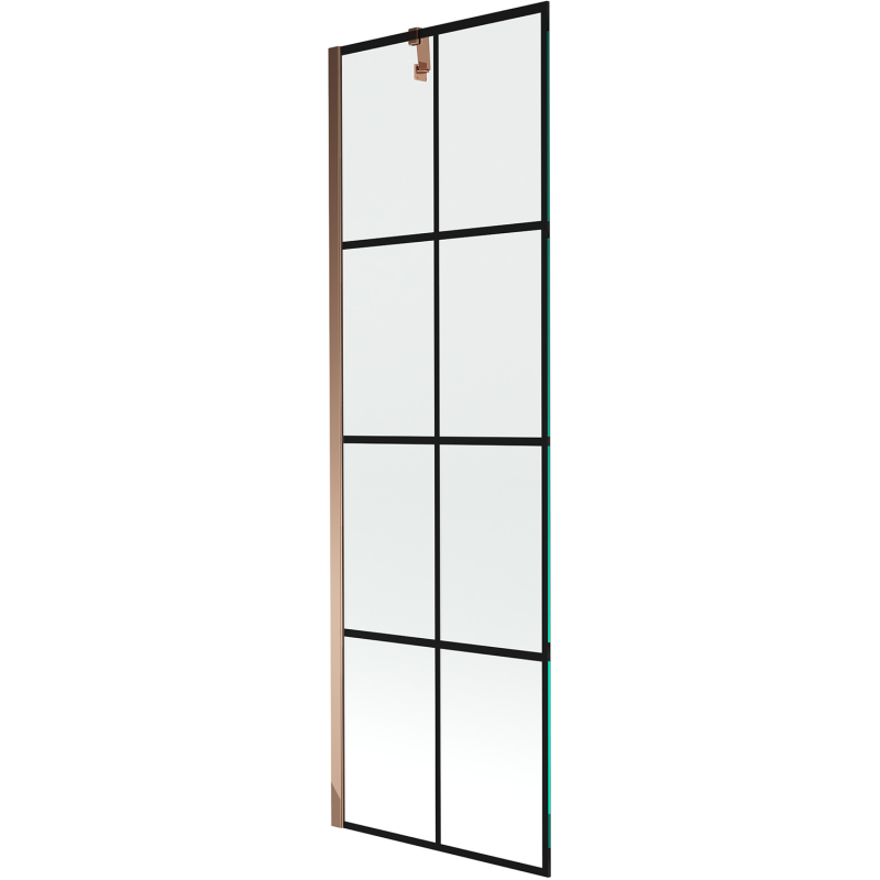 Mexen Next parawan nawannowy 1-skrzydłowy 60 x 150 cm, czarna kratka, różowe złoto - 895-060-000-00-77-60