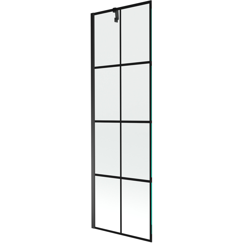 Mexen Next parawan nawannowy 1-skrzydłowy 60 x 150 cm, czarna kratka, czarny - 895-060-000-00-77-70