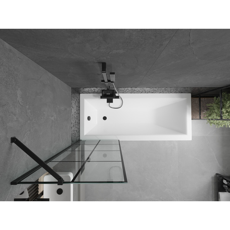 Mexen Next parawan nawannowy 1-skrzydłowy 60 x 150 cm, czarna kratka, czarny - 895-060-000-00-77-70