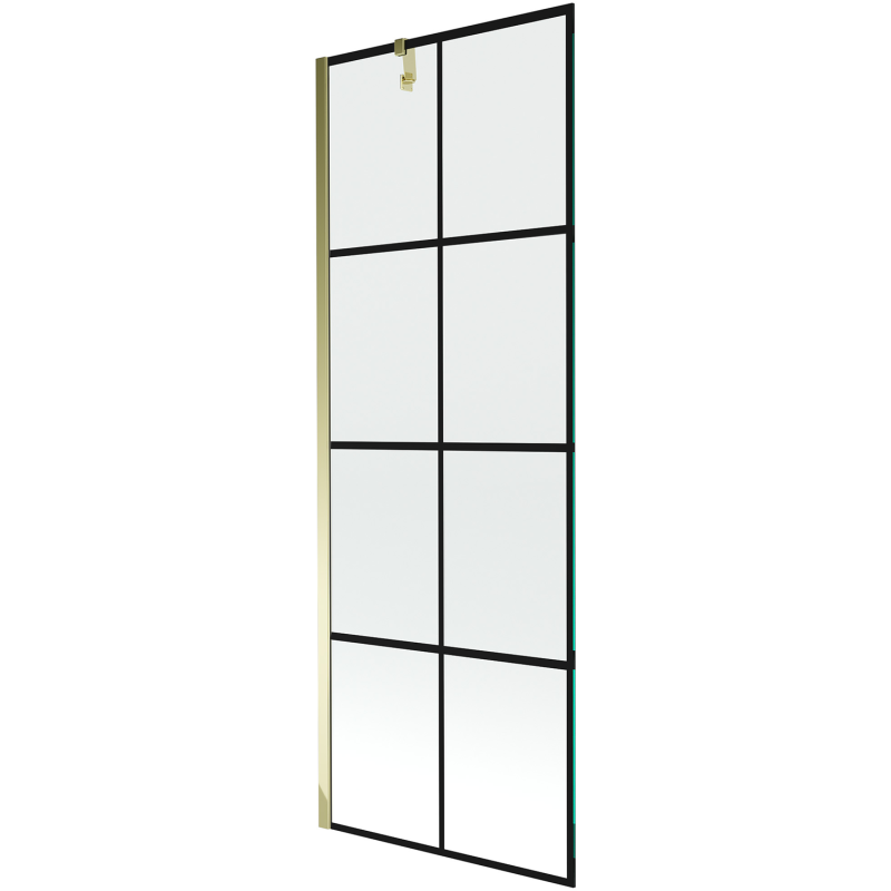 Mexen Next parawan nawannowy 1-skrzydłowy 70 x 150 cm, czarna kratka, złoty - 895-070-000-00-77-50