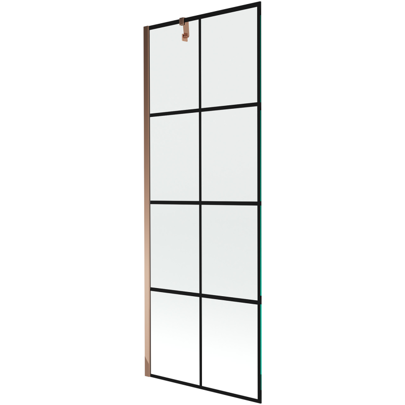 Mexen Next parawan nawannowy 1-skrzydłowy 70 x 150 cm, czarna kratka, różowe złoto - 895-070-000-00-77-60