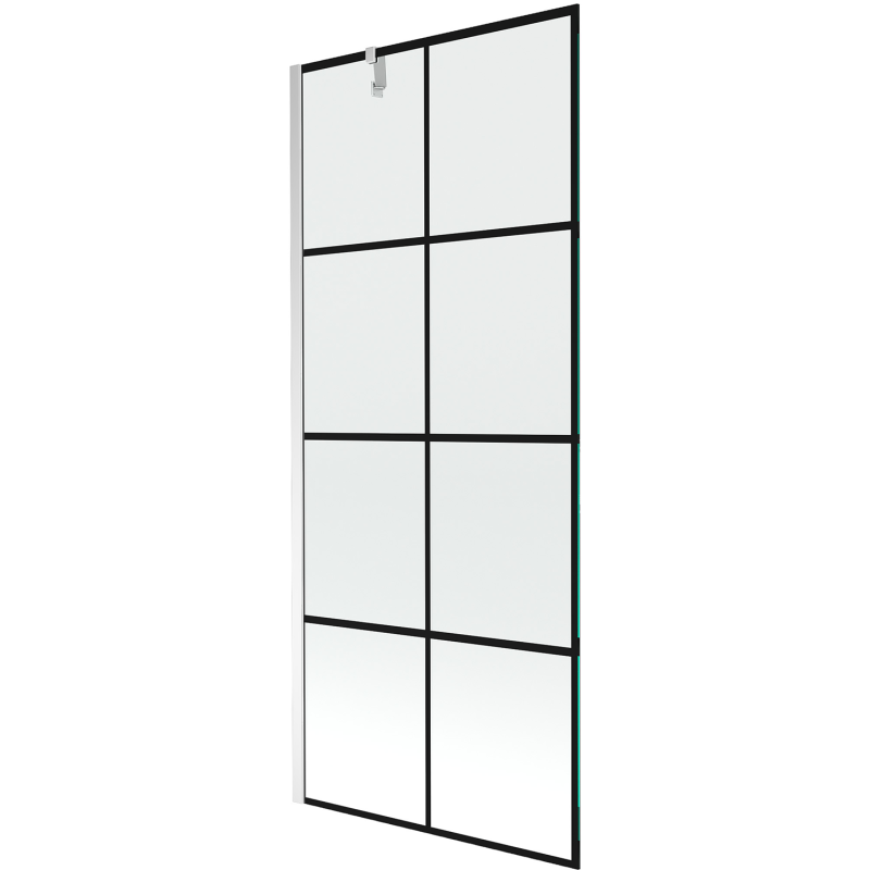 Mexen Next parawan nawannowy 1-skrzydłowy 80 x 150 cm, czarna kratka, chrom - 895-080-000-00-77-01