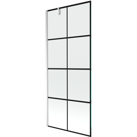 Mexen Next parawan nawannowy 1-skrzydłowy 80 x 150 cm, czarna kratka, chrom - 895-080-000-00-77-01