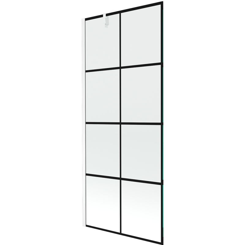 Mexen Next parawan nawannowy 1-skrzydłowy 80 x 150 cm, czarna kratka, biały - 895-080-000-00-77-20