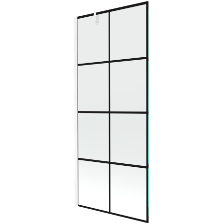 Mexen Next parawan nawannowy 1-skrzydłowy 80 x 150 cm, czarna kratka, biały - 895-080-000-00-77-20