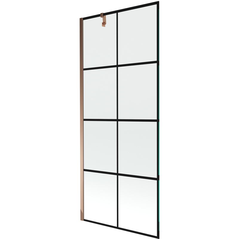 Mexen Next parawan nawannowy 1-skrzydłowy 80 x 150 cm, czarna kratka, różowe złoto - 895-080-000-00-77-60