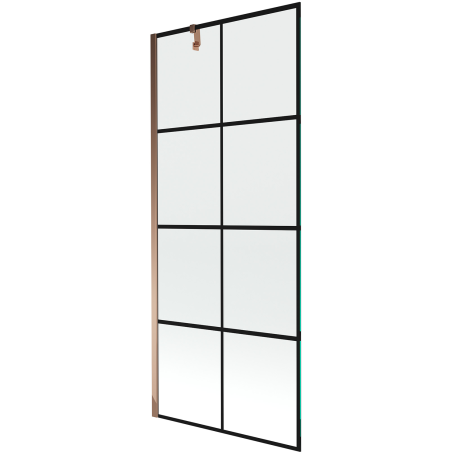 Mexen Next parawan nawannowy 1-skrzydłowy 80 x 150 cm, czarna kratka, różowe złoto - 895-080-000-00-77-60