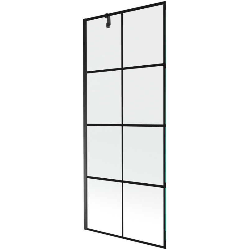 Mexen Next parawan nawannowy 1-skrzydłowy 80 x 150 cm, czarna kratka, czarny - 895-080-000-00-77-70