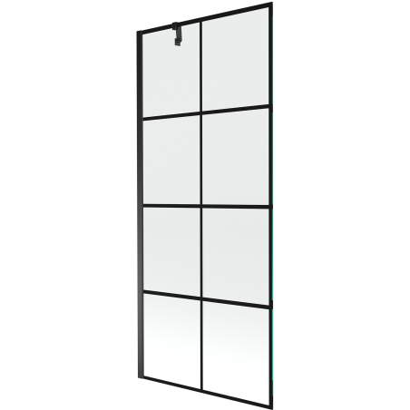 Mexen Next parawan nawannowy 1-skrzydłowy 80 x 150 cm, czarna kratka, czarny - 895-080-000-00-77-70