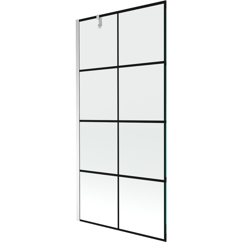 Mexen Next parawan nawannowy 1-skrzydłowy 90 x 150 cm, czarna kratka, chrom - 895-090-000-00-77-01