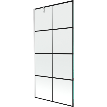 Mexen Next parawan nawannowy 1-skrzydłowy 90 x 150 cm, czarna kratka, chrom - 895-090-000-00-77-01