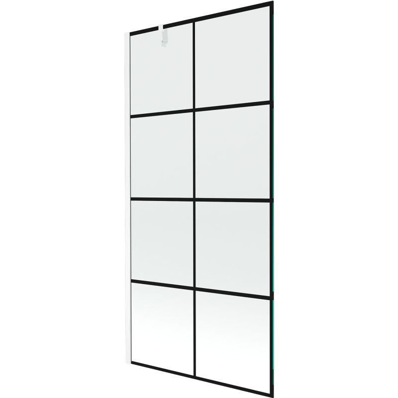 Mexen Next parawan nawannowy 1-skrzydłowy 90 x 150 cm, czarna kratka, biały - 895-090-000-00-77-20