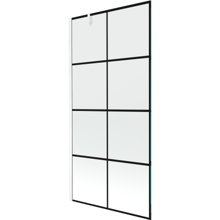 Mexen Next parawan nawannowy 1-skrzydłowy 90 x 150 cm, czarna kratka, biały - 895-090-000-00-77-20