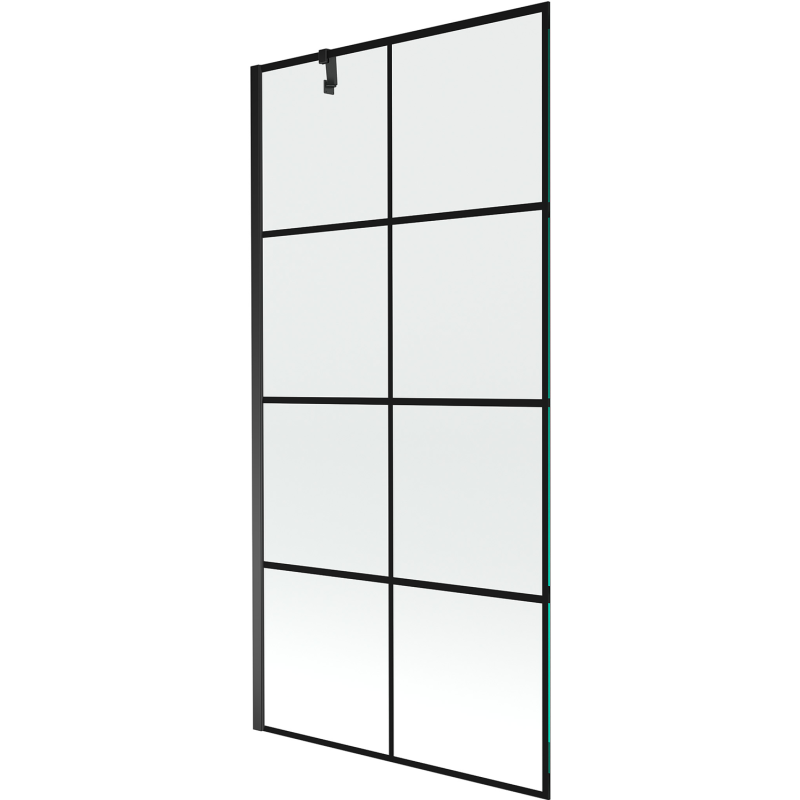 Mexen Next parawan nawannowy 1-skrzydłowy 90 x 150 cm, czarna kratka, czarny - 895-090-000-00-77-70