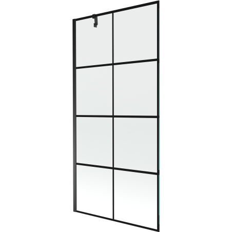 Mexen Next parawan nawannowy 1-skrzydłowy 90 x 150 cm, czarna kratka, czarny - 895-090-000-00-77-70