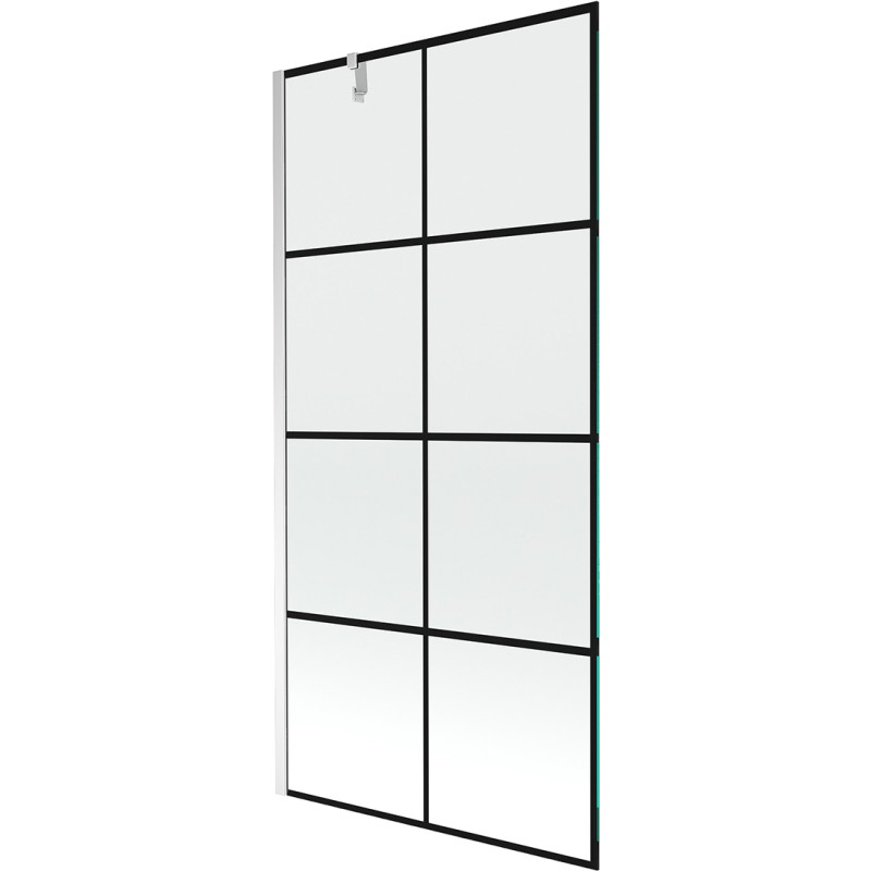 Mexen Next parawan nawannowy 1-skrzydłowy 100 x 150 cm, czarna kratka, chrom - 895-100-000-00-77-01