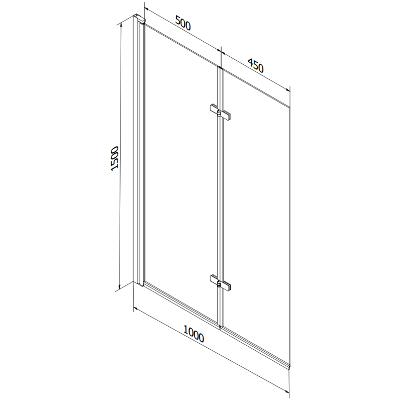 Mexen Castor parawan nawannowy 2-skrzydłowy 100 x 150 cm, szron, złoty - 892-100-002-50-30