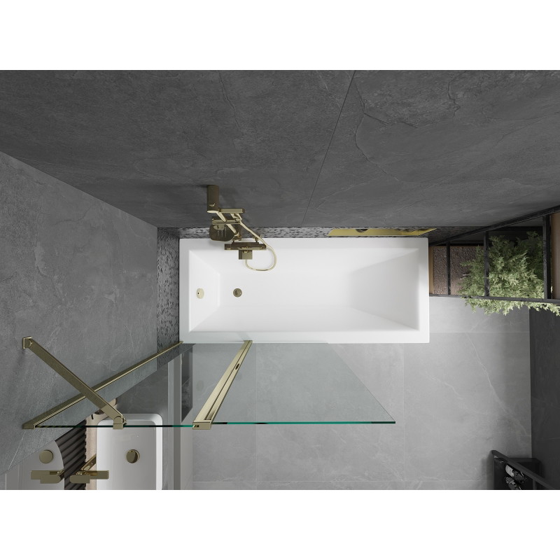 Mexen Flip parawan nawannowy 2-skrzydłowy 100 x 150 cm, transparent, złoty - 894-100-101-50-00