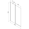 Mexen Flip parawan nawannowy 2-skrzydłowy 100 x 150 cm, transparent, czarny - 894-100-101-70-00