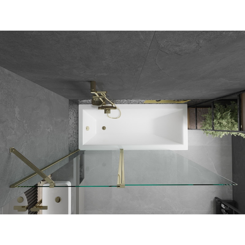 Mexen Flip parawan nawannowy 2-skrzydłowy 140 x 150 cm, transparent, złoty - 894-140-101-50-00