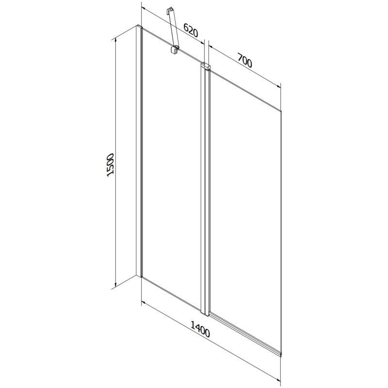 Mexen Flip parawan nawannowy 2-skrzydłowy 140 x 150 cm, transparent, chrom - 894-140-101-01-00
