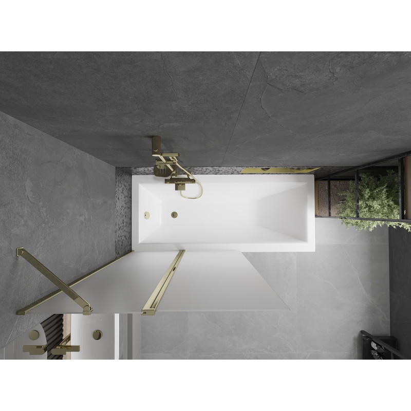 Mexen Flip parawan nawannowy 2-skrzydłowy 100 x 150 cm, szron, złoty - 894-100-101-50-30