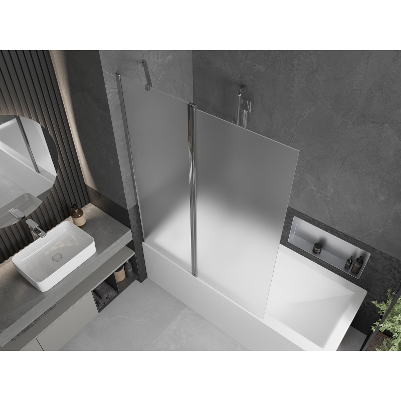 Mexen Flip parawan nawannowy 2-skrzydłowy 120 x 150 cm, szron, chrom - 894-120-101-01-30