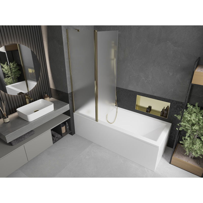 Mexen Flip parawan nawannowy 2-skrzydłowy 120 x 150 cm, szron, złoty - 894-120-101-50-30