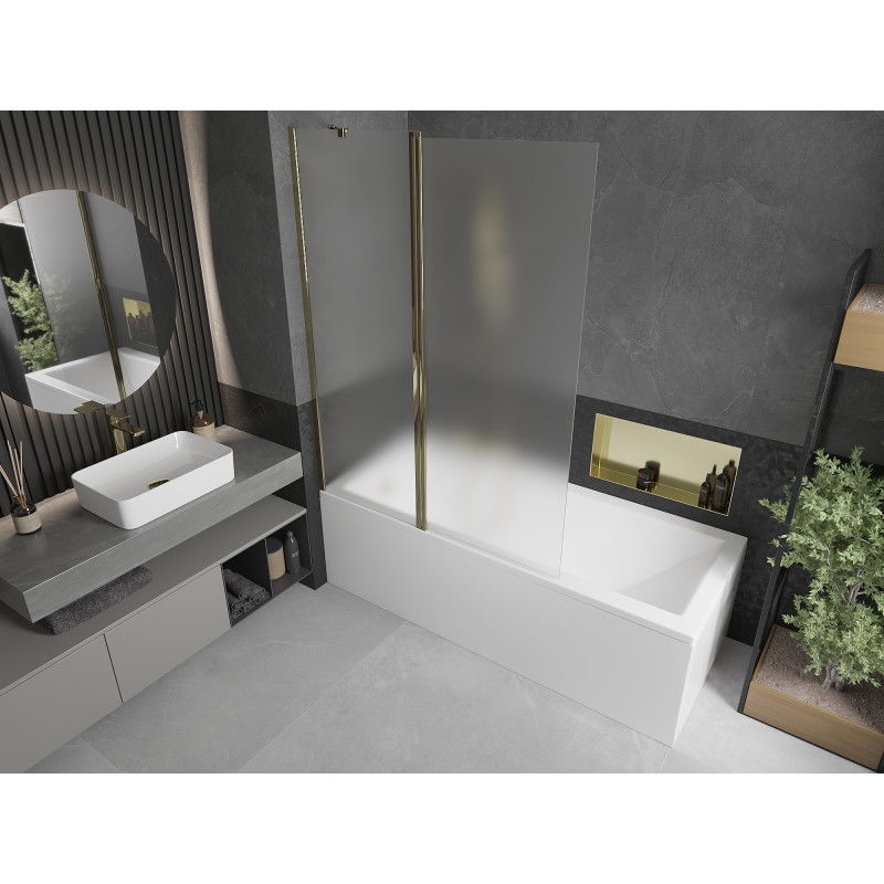 Mexen Flip parawan nawannowy 2-skrzydłowy 120 x 150 cm, szron, złoty - 894-120-101-50-30