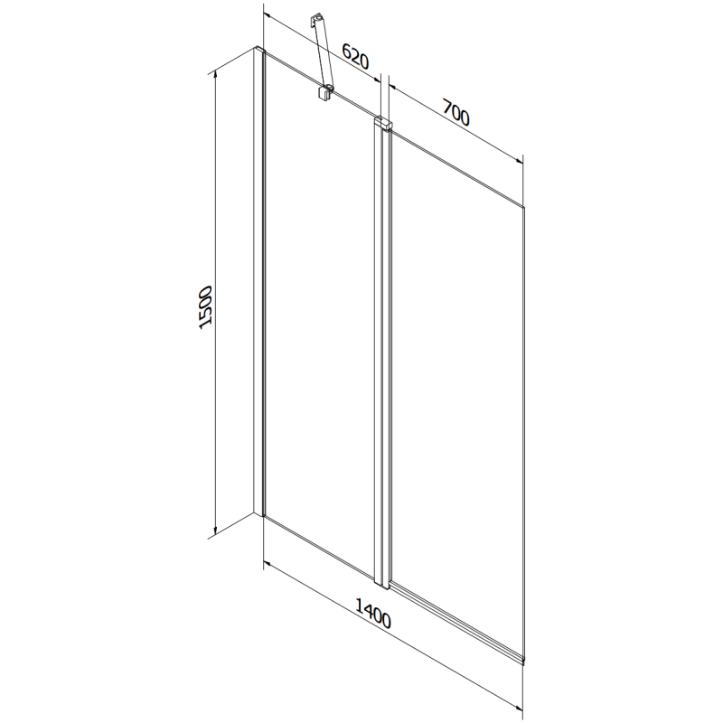 Mexen Flip parawan nawannowy 2-skrzydłowy 140 x 150 cm, szron, złoty - 894-140-101-50-30