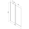 Mexen Flip parawan nawannowy 2-skrzydłowy 140 x 150 cm, szron, czarny - 894-140-101-70-30