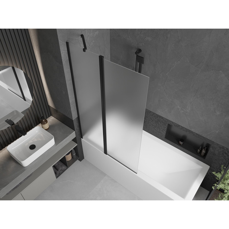 Mexen Flip parawan nawannowy 2-skrzydłowy 100 x 150 cm, szron, czarny - 894-100-101-70-30