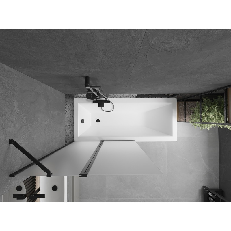 Mexen Flip parawan nawannowy 2-skrzydłowy 100 x 150 cm, szron, czarny - 894-100-101-70-30