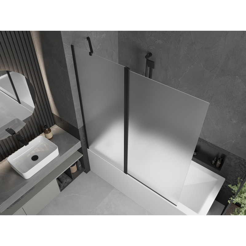 Mexen Flip parawan nawannowy 2-skrzydłowy 140 x 150 cm, szron, czarny - 894-140-101-70-30