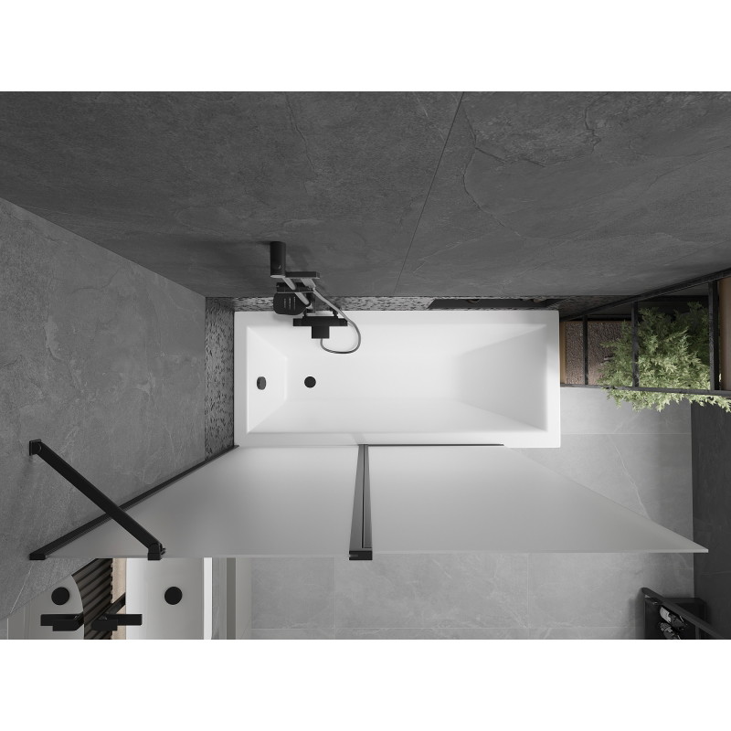 Mexen Flip parawan nawannowy 2-skrzydłowy 140 x 150 cm, szron, czarny - 894-140-101-70-30