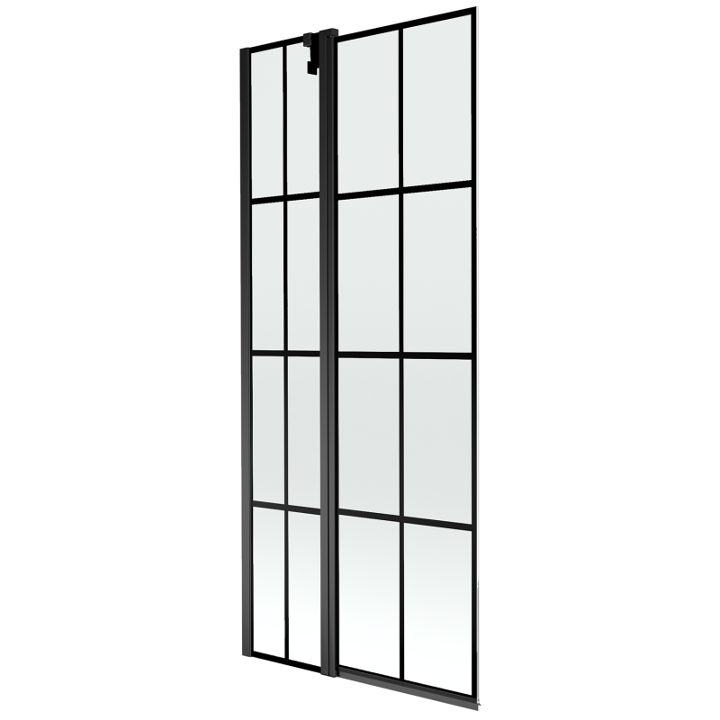 Mexen Flip parawan nawannowy 2-skrzydłowy 80 x 150 cm, czarna kratka, czarny - 894-080-101-70-77