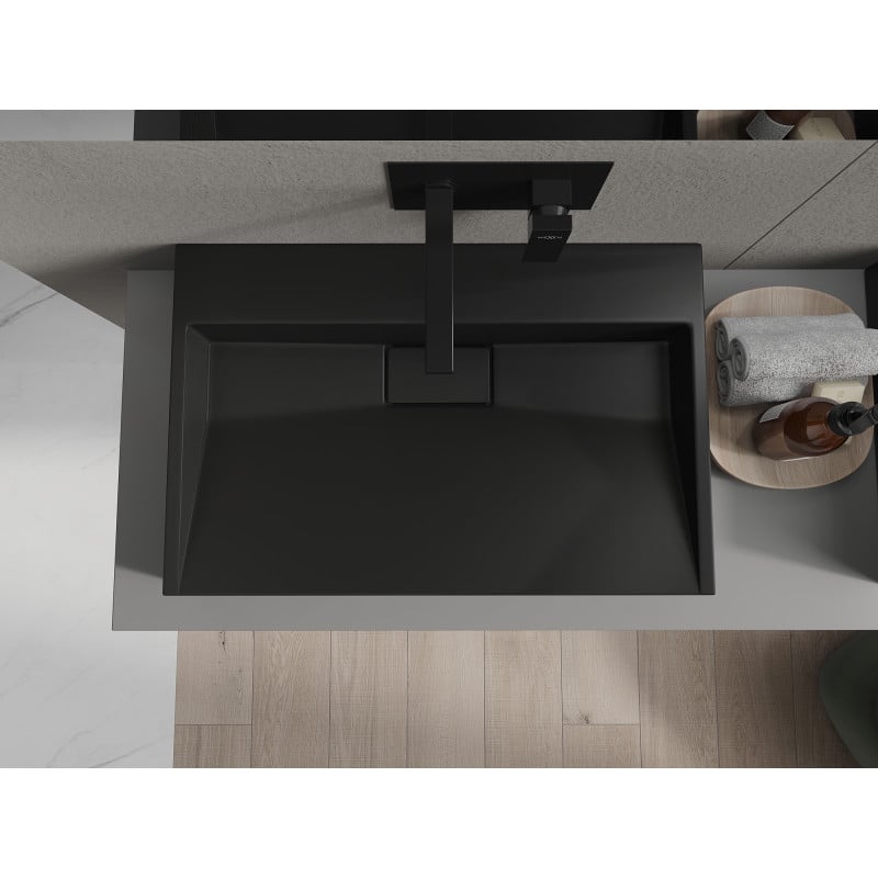 Mexen Ava umywalka nablatowa z konglomeratu B/O 70 x 46 cm, czarna - 23017070