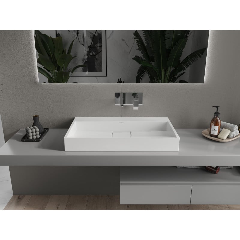 Mexen Ava umywalka nablatowa z konglomeratu B/O 80 x 46 cm, biała - 23018000