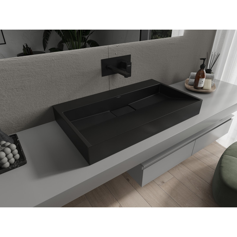 Mexen Ava umywalka nablatowa z konglomeratu B/O 80 x 46 cm, czarna - 23018070