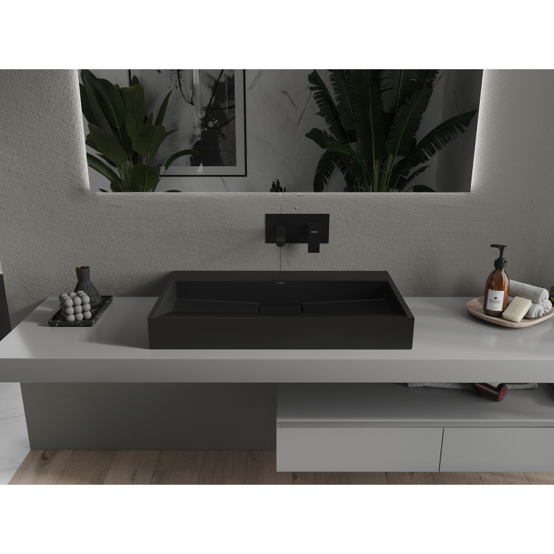 Mexen Ava umywalka nablatowa z konglomeratu B/O 80 x 46 cm, czarna - 23018070
