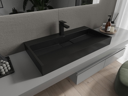 Mexen Ava umywalka nablatowa z konglomeratu 1/O 90 x 46 cm, czarna - 23019071