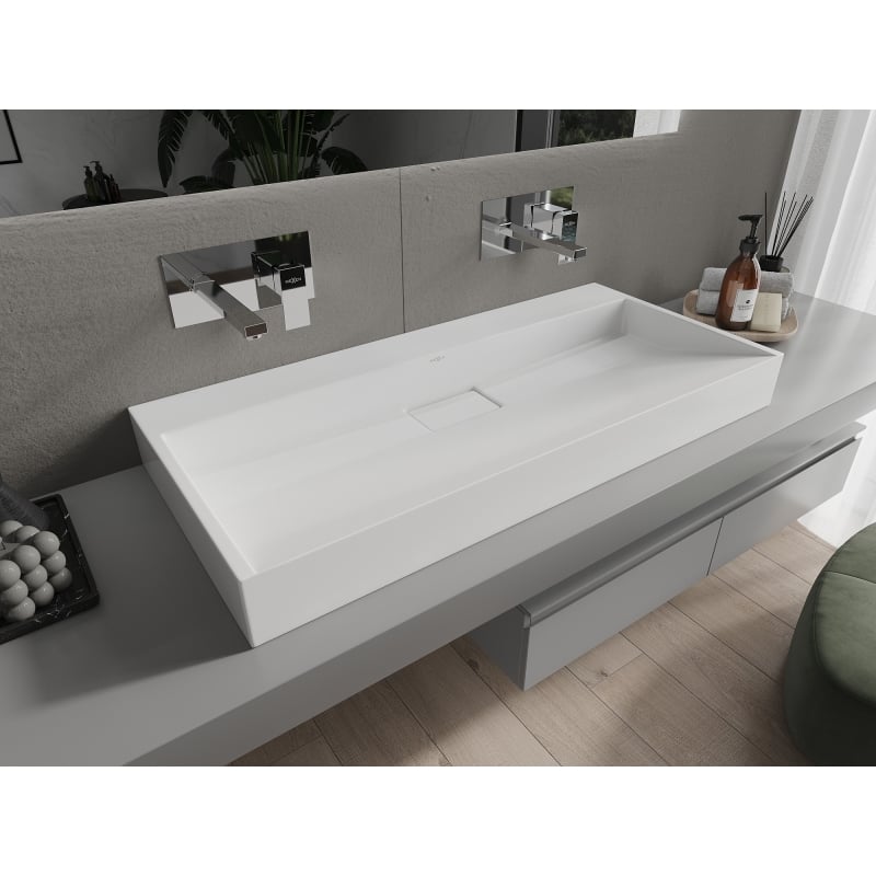 Mexen Ava umywalka nablatowa z konglomeratu B/O 100 x 46 cm, biała - 23011000