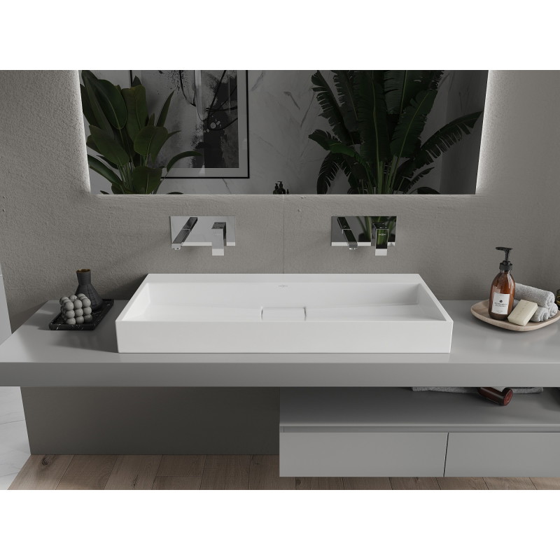 Mexen Ava umywalka nablatowa z konglomeratu B/O 100 x 46 cm, biała - 23011000